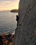 Sunset climbing and Dolphins at Caerfai